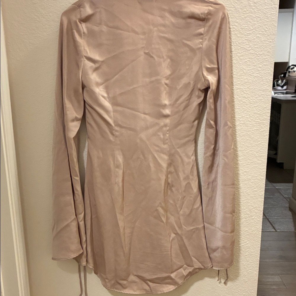 Princess Polly Satin Tie-Front Mini Dress in Blush - Picture 5 of 5